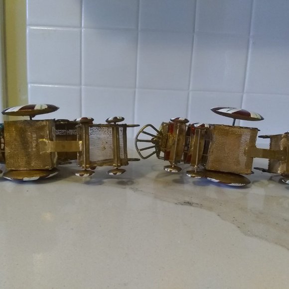 Two painted metal Christmas Choo-Choo train decorations - Picture 6 of 6